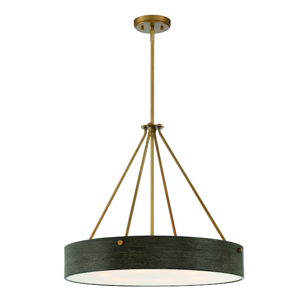 Designers Fountain Erba 60 Watt 6 Light Old Satin Brass Pendant with Grey Wood Shade D228M-24P-OSB - main